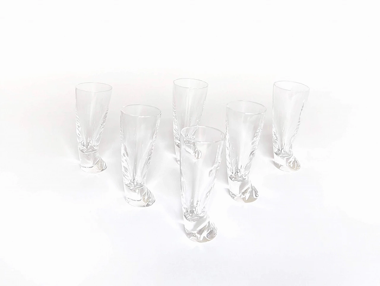 6 Touch Glass vodka glasses by Angelo Mangiarotti for Cristalleria Colle, 1990s 7