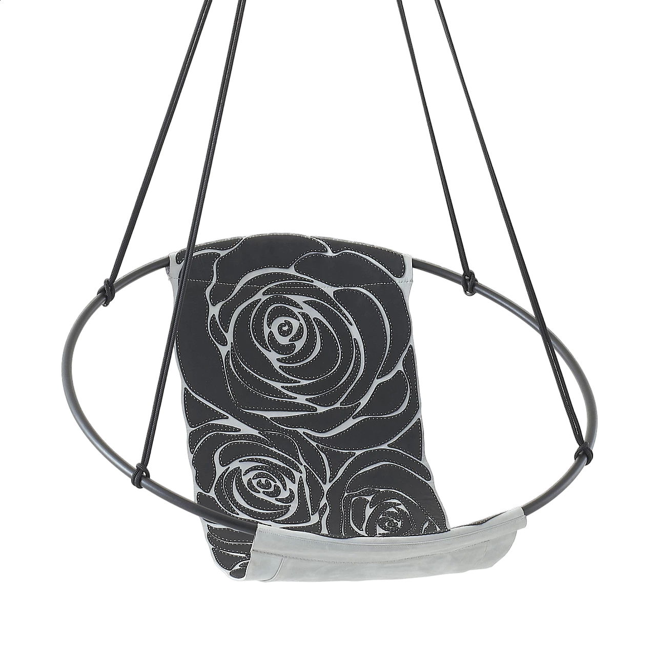 Poltrona sospesa Black Rose in pelle nera e grigia 12