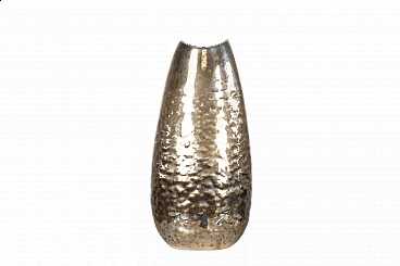 Hammered silver ovoid vase by Luigi Genazzi for Calderoni Jewels, 1970s