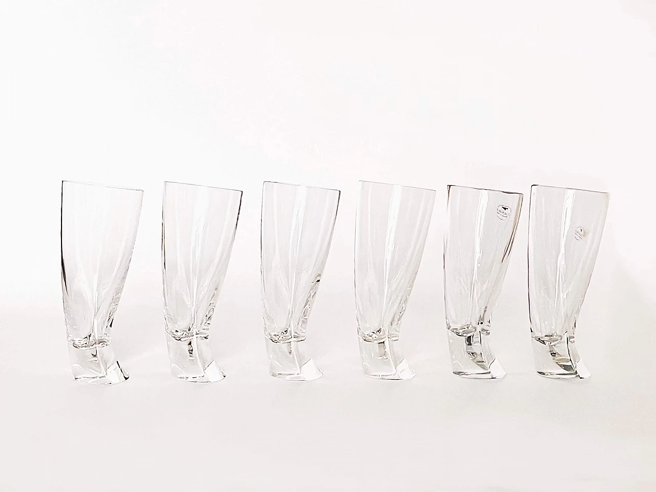 6 Touch Glass whiskey glasses by Angelo Mangiarotti for Cristalleria Colle, 1990s 1