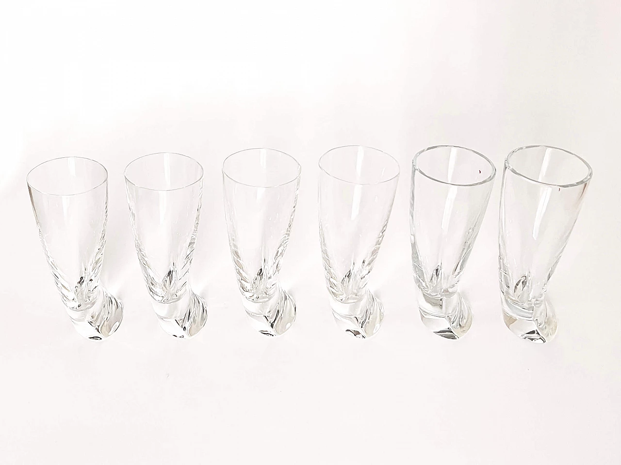6 Touch Glass whiskey glasses by Angelo Mangiarotti for Cristalleria Colle, 1990s 4