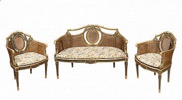 Pair of Napoleon III armchairs and sofa, 19th century