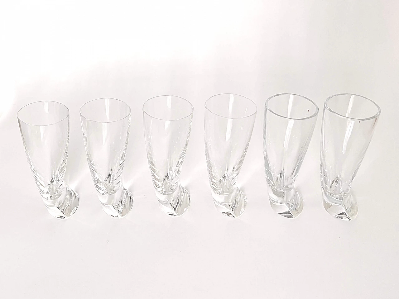 6 Touch Glass whiskey glasses by Angelo Mangiarotti for Cristalleria Colle, 1990s 10