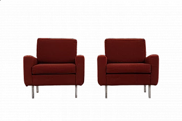 Pair of red fabric armchairs by George Nelson for Herman Miller, 1960s