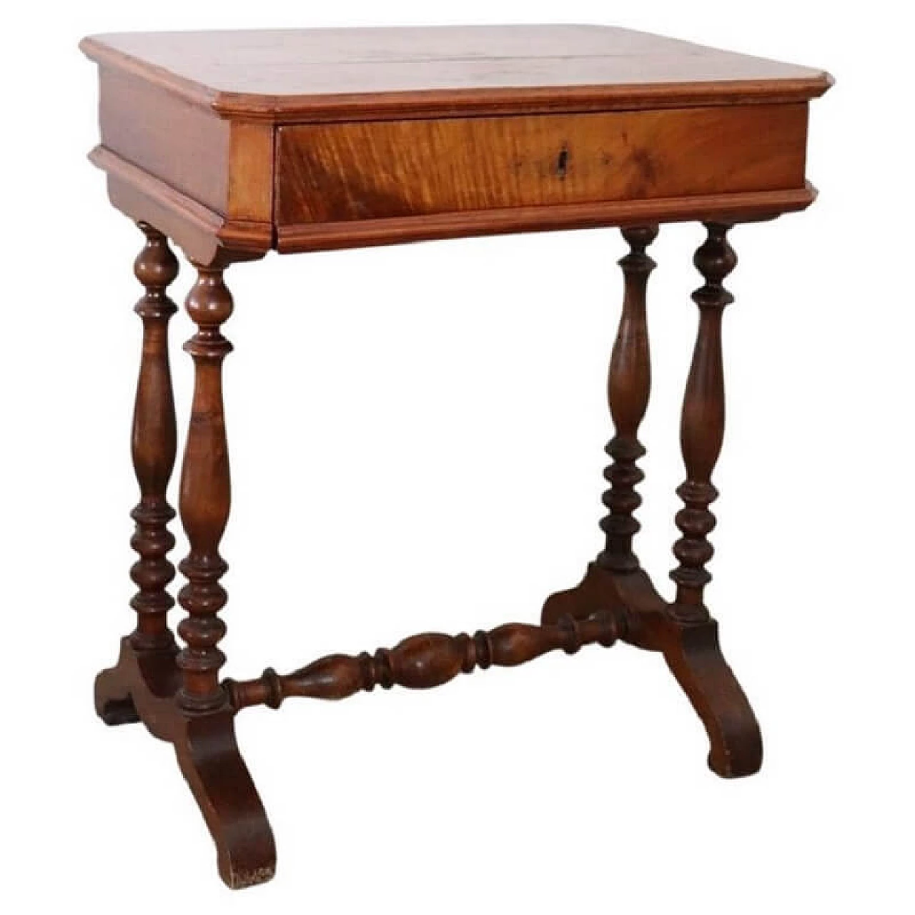 Louis Philippe walnut coffee table with drawer, mid-19th century 1