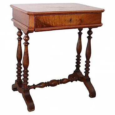 Louis Philippe walnut coffee table with drawer, mid-19th century