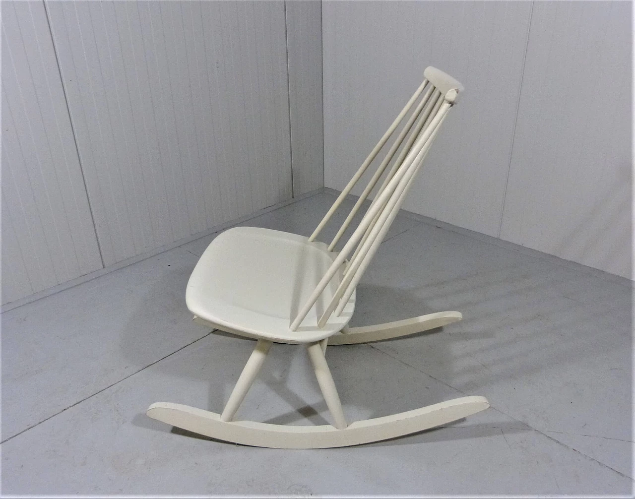 Mademoiselle birch rocking chair by Tapiovaara for Asko, 1960s 5