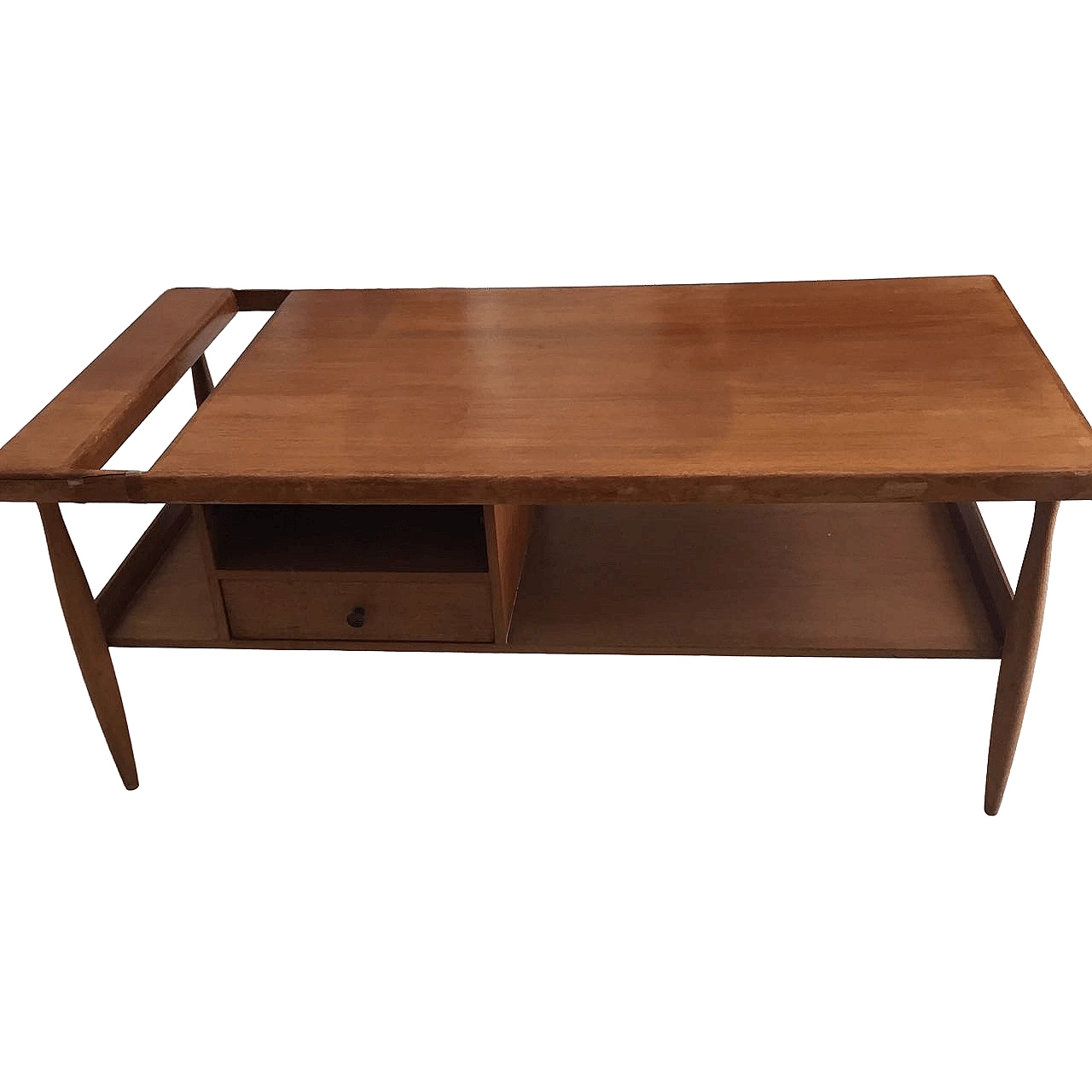 Wood coffee table with bar compartment, 1960s 5