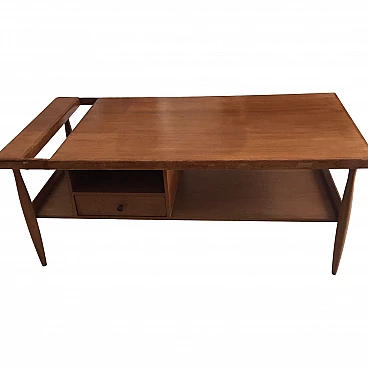 Wood coffee table with bar compartment, 1960s