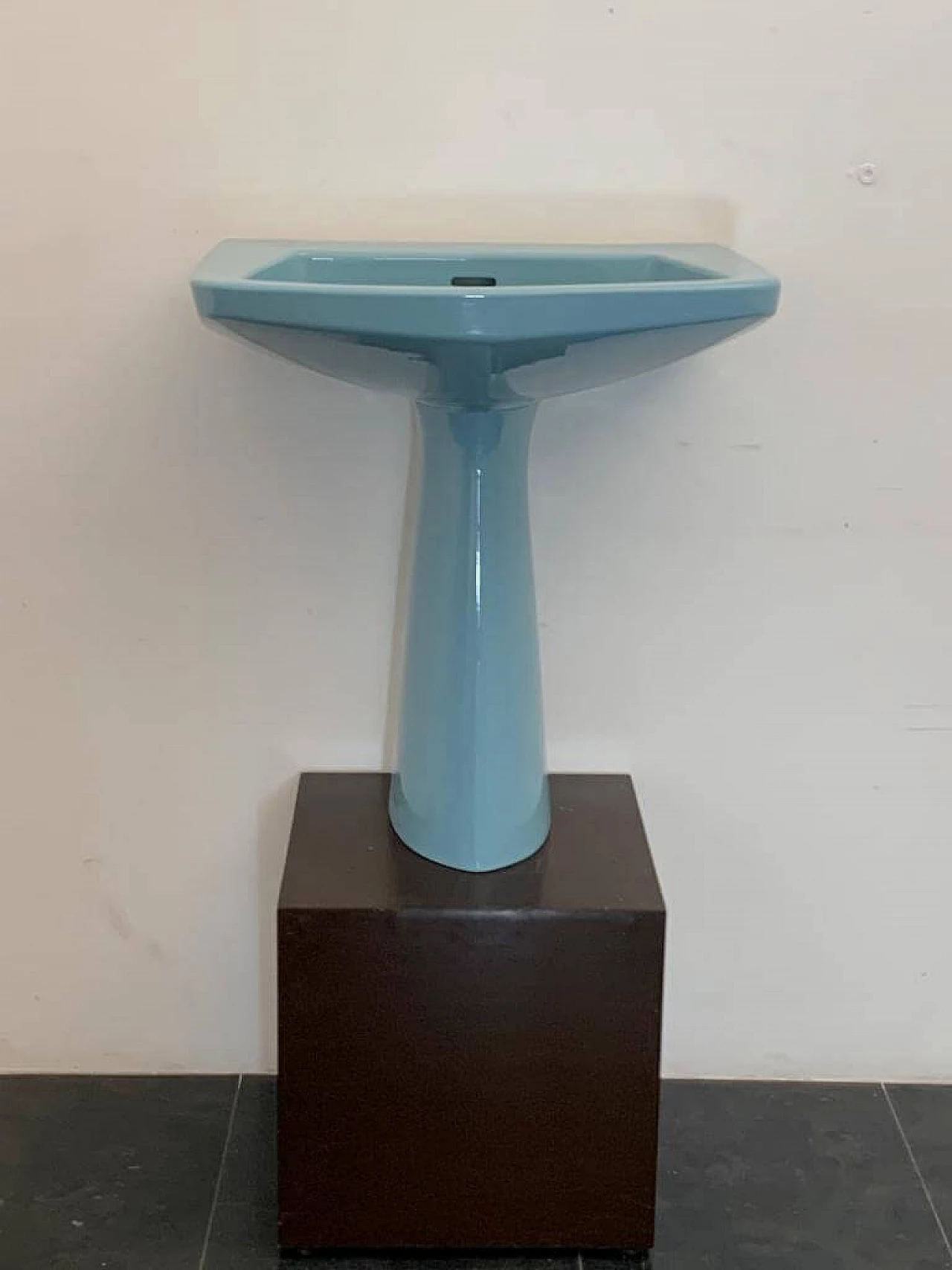 Light blue Oneline washbasin by Gio Ponti for Ideal Standard, 1950s 1