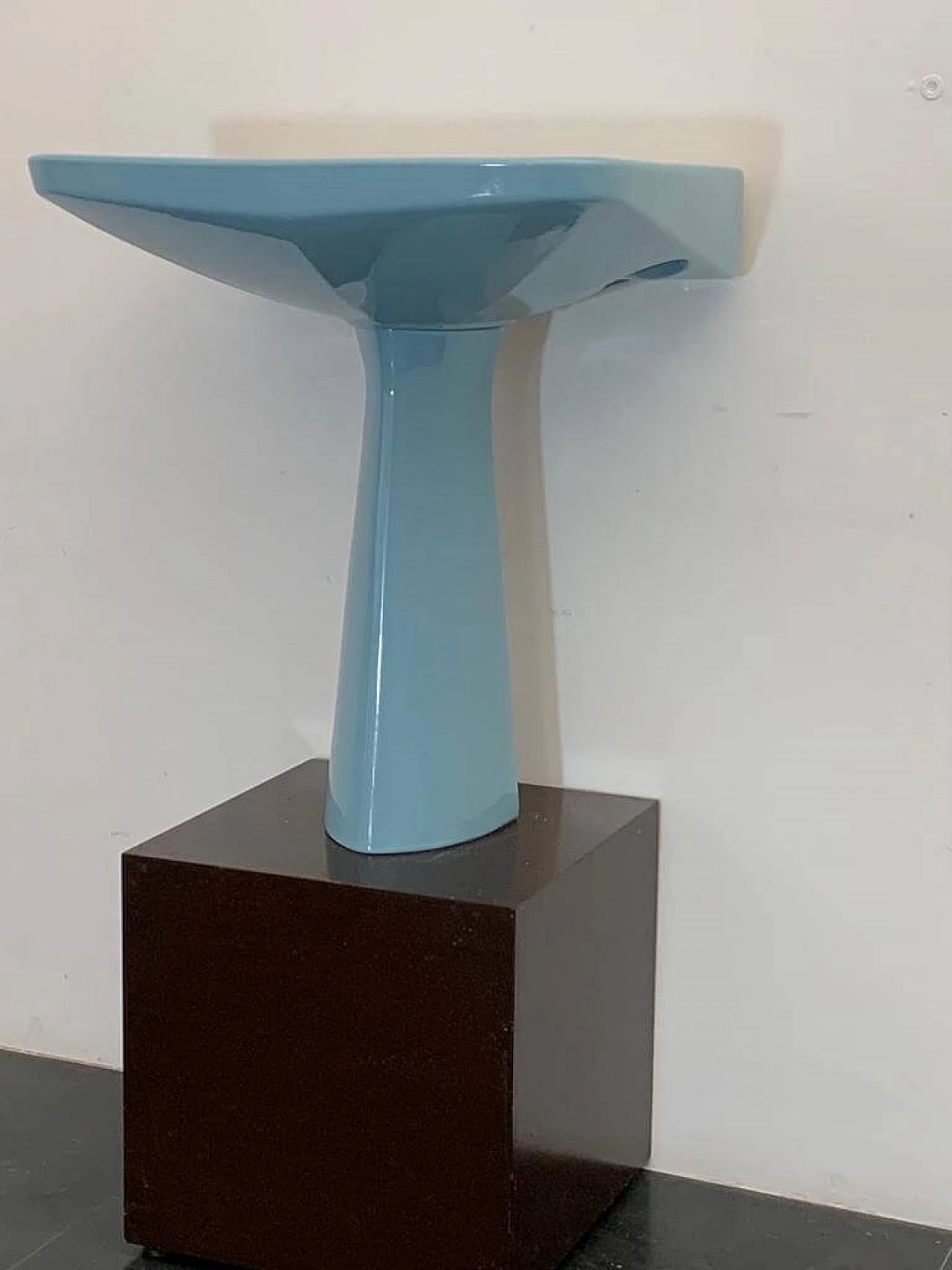 Light blue Oneline washbasin by Gio Ponti for Ideal Standard, 1950s 6