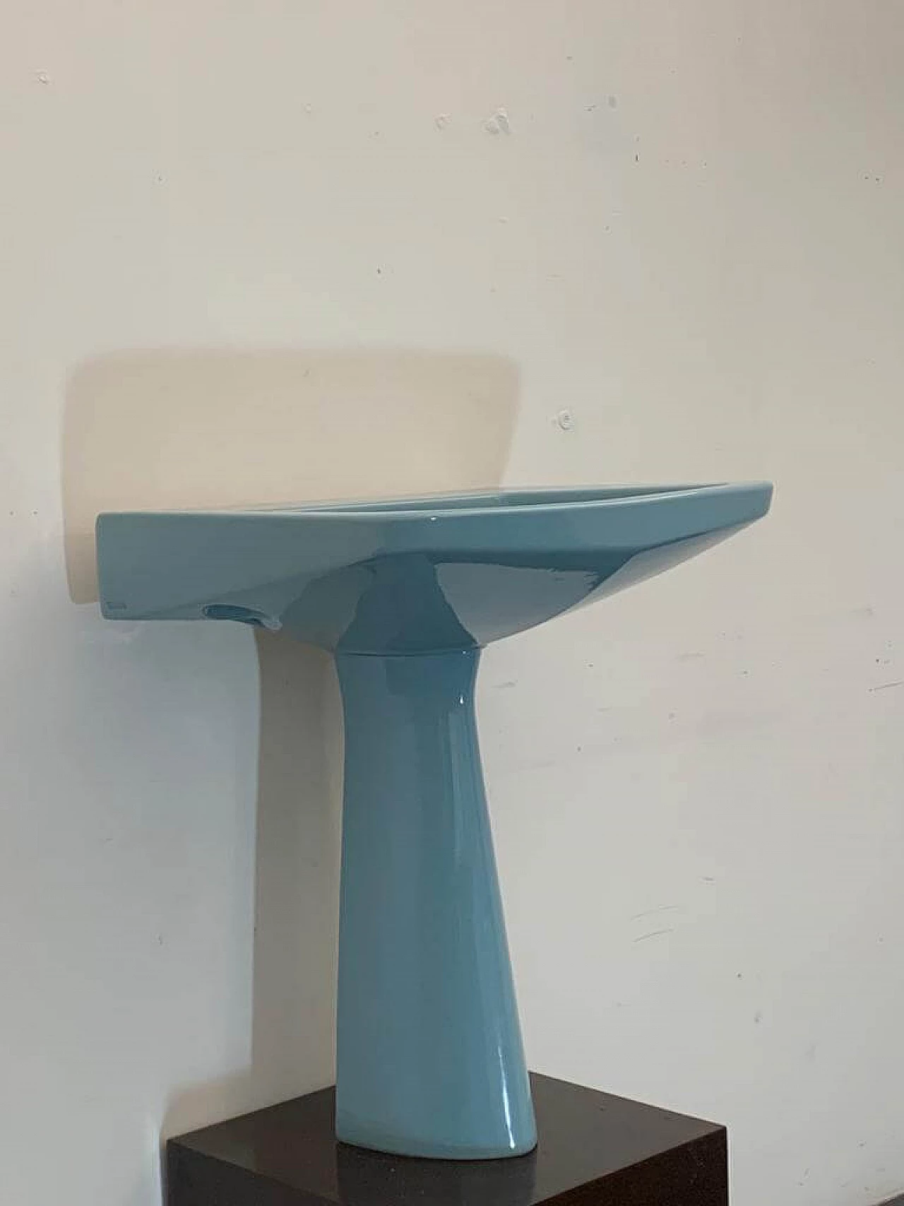 Light blue Oneline washbasin by Gio Ponti for Ideal Standard, 1950s 10