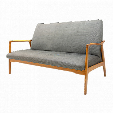 Scandinavian style sofa in bent beech and fabric by Krásná Jizba, 1960s