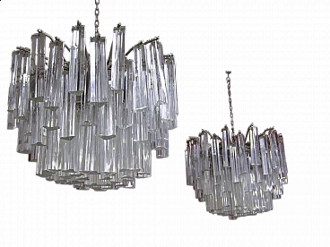 Pair of trilobed glass chandeliers by Venini, 1970s