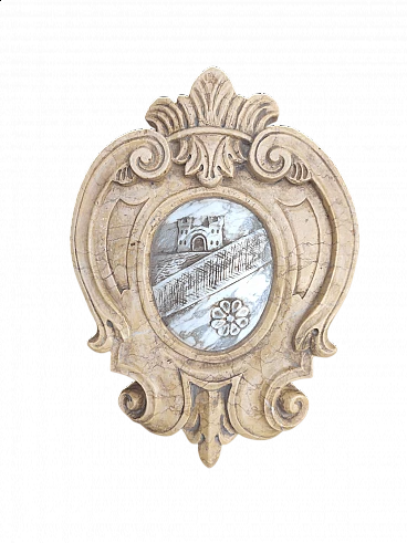 Yellow Nembro marble and Calacatta marble coat of arms, early 19th century