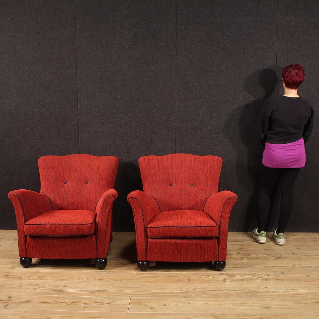 Pair of armchairs in the style of Gio Ponti for Fede Cheti, 1970s 2