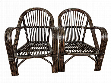 Pair of outdoor wicker armchairs, 1970s
