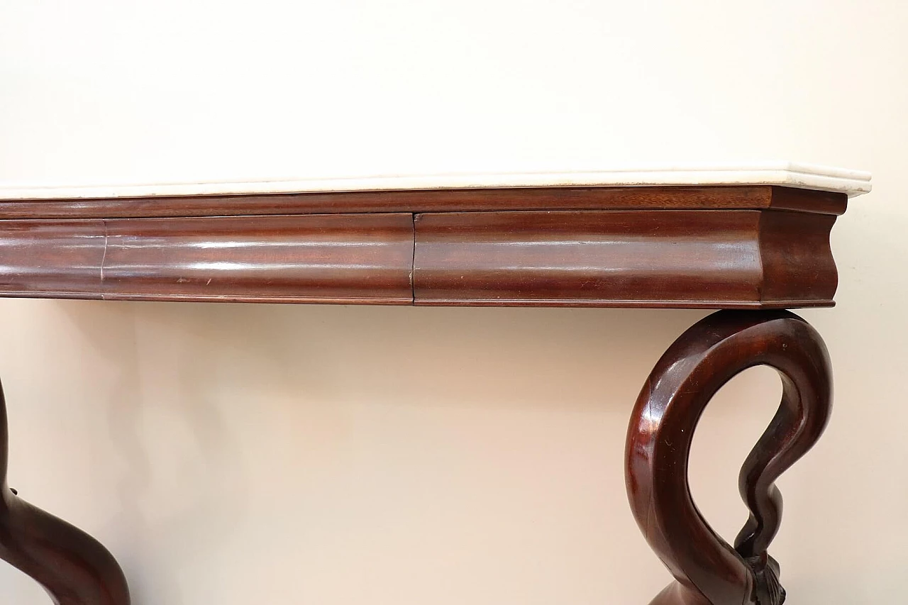 Carlo X console table in mahogany with marble top, early 19th century 5