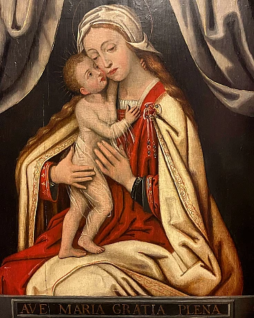 Flemish icon of Madonna and Child, 17th century