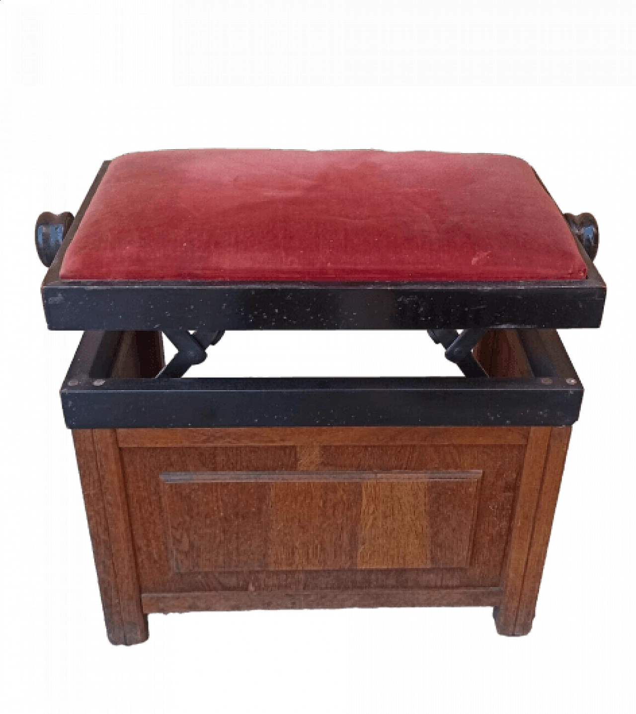 Art Deco adjustable solid oak stool, 1930s 1