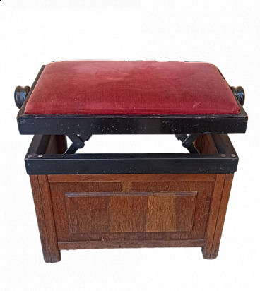 Art Deco adjustable solid oak stool, 1930s