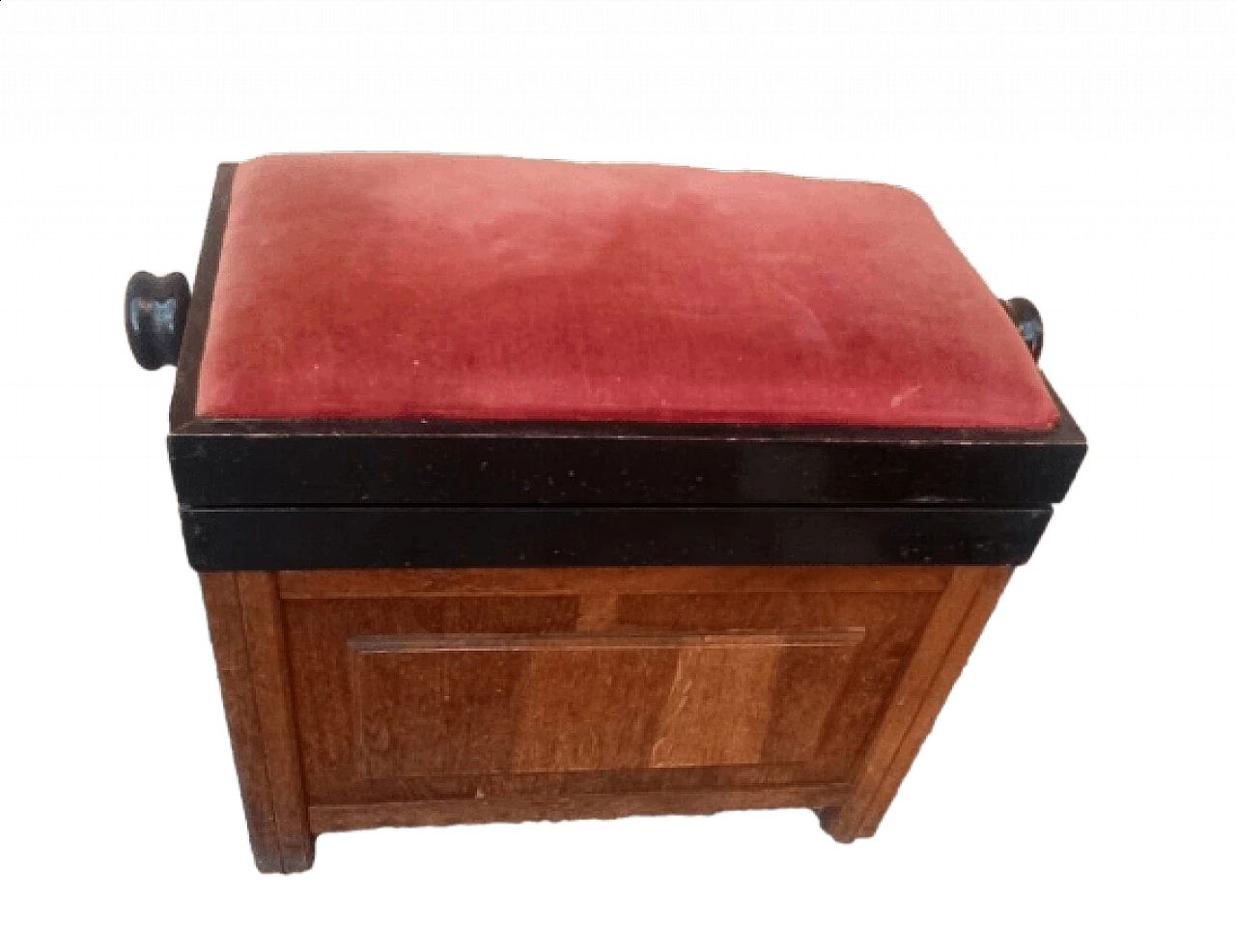 Art Deco adjustable solid oak stool, 1930s 2