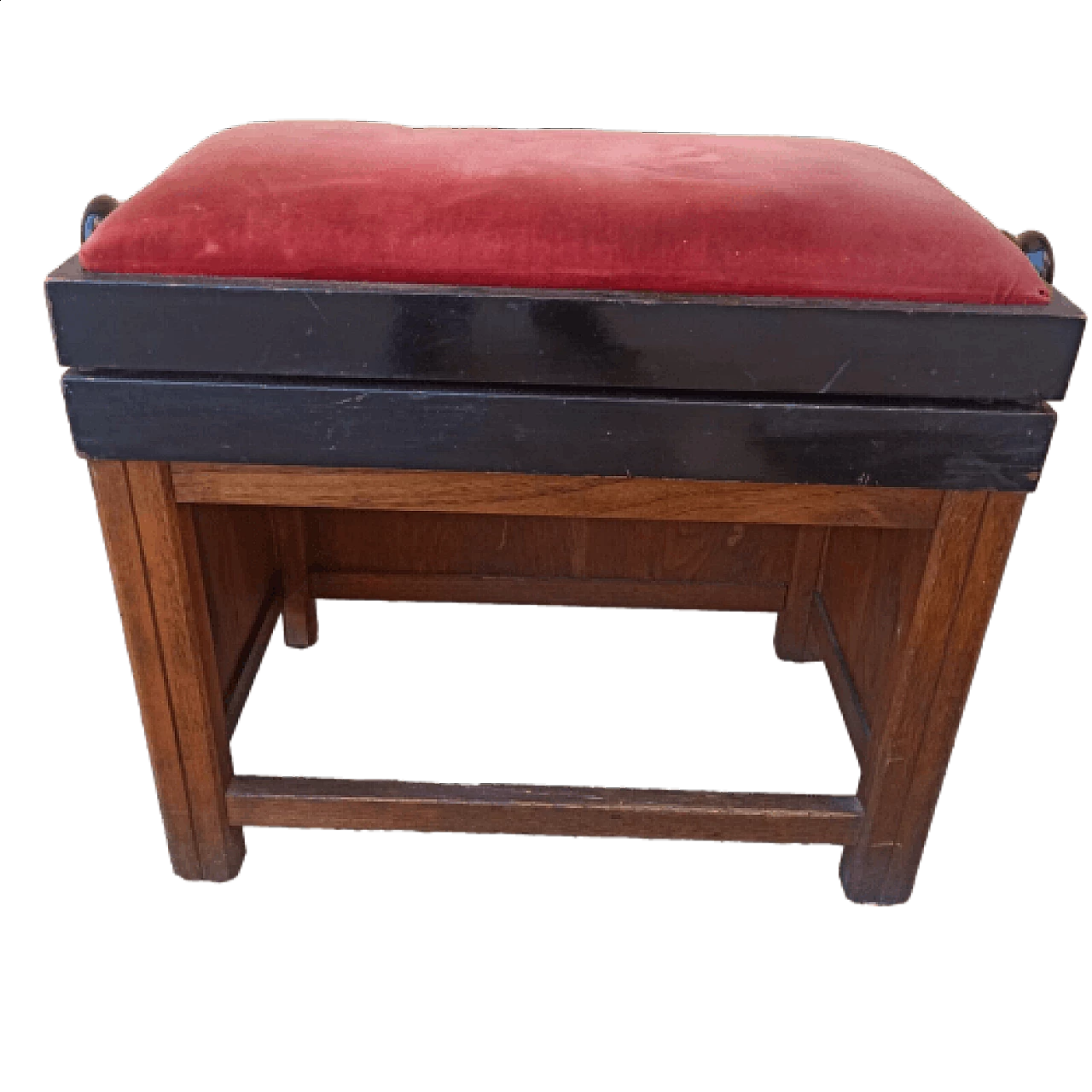 Art Deco adjustable solid oak stool, 1930s 3