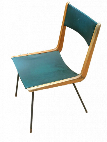 Metal, wood and leatherette Boomerang chair by Carlo De Carli, 1950s