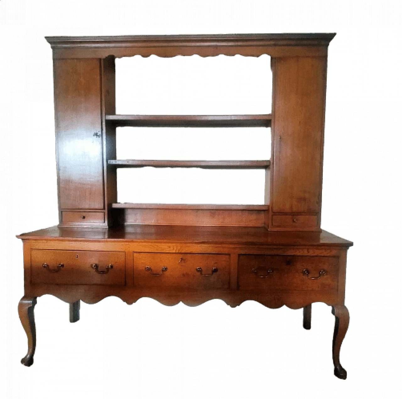 Libreria Georgiana in quercia con ante e cassetti, metà '700 1