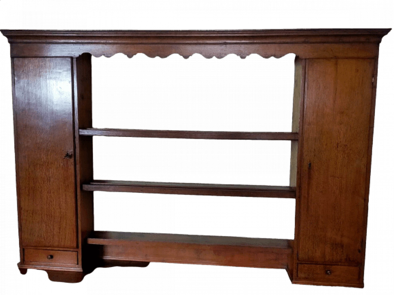 Georgian oak bookcase with doors and drawers, mid-18th century 4