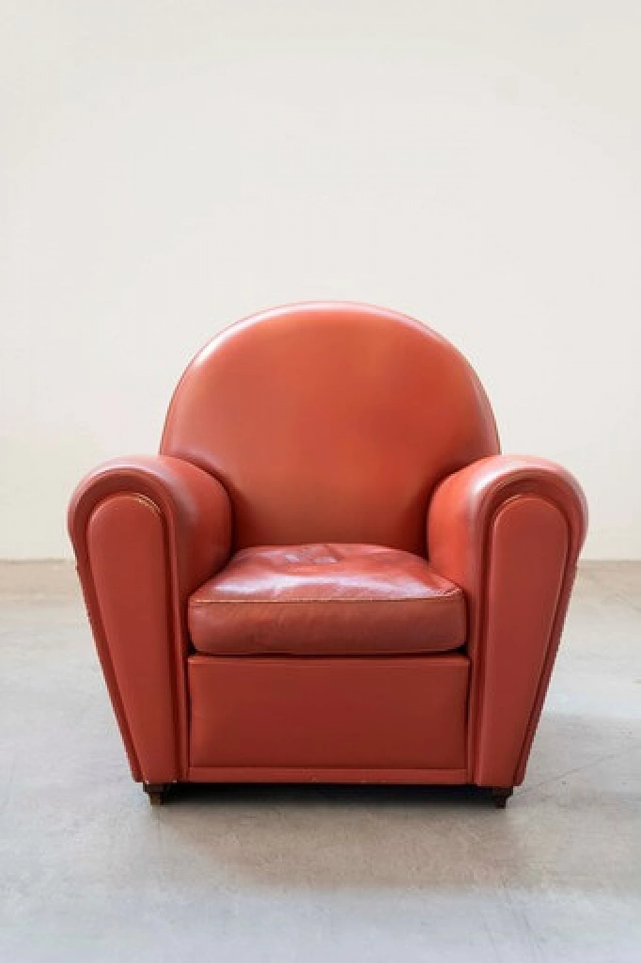 Red leather Vanity Fair armchair by Frau, 1990s 1