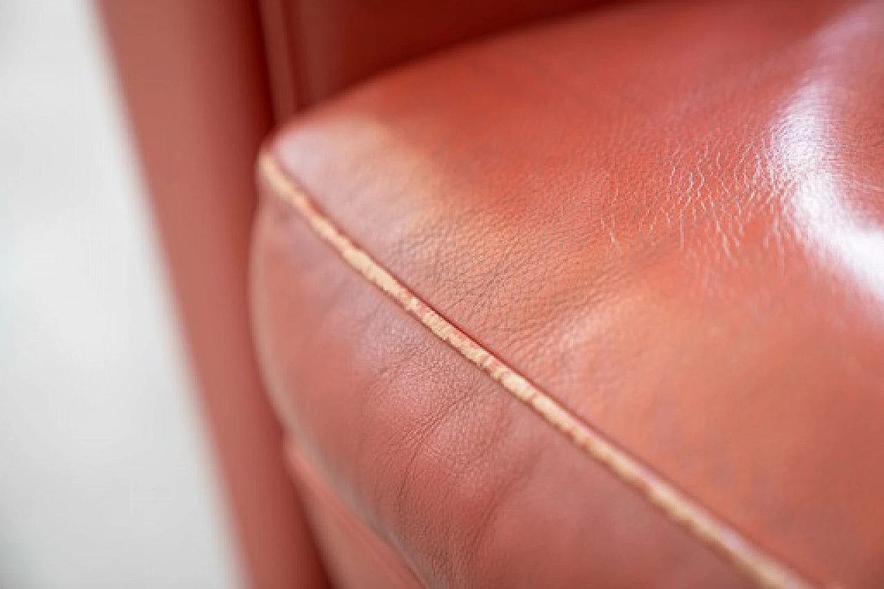 Red leather Vanity Fair armchair by Frau, 1990s 4