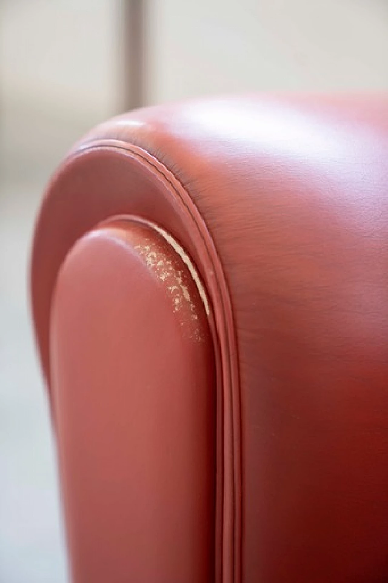 Red leather Vanity Fair armchair by Frau, 1990s 5