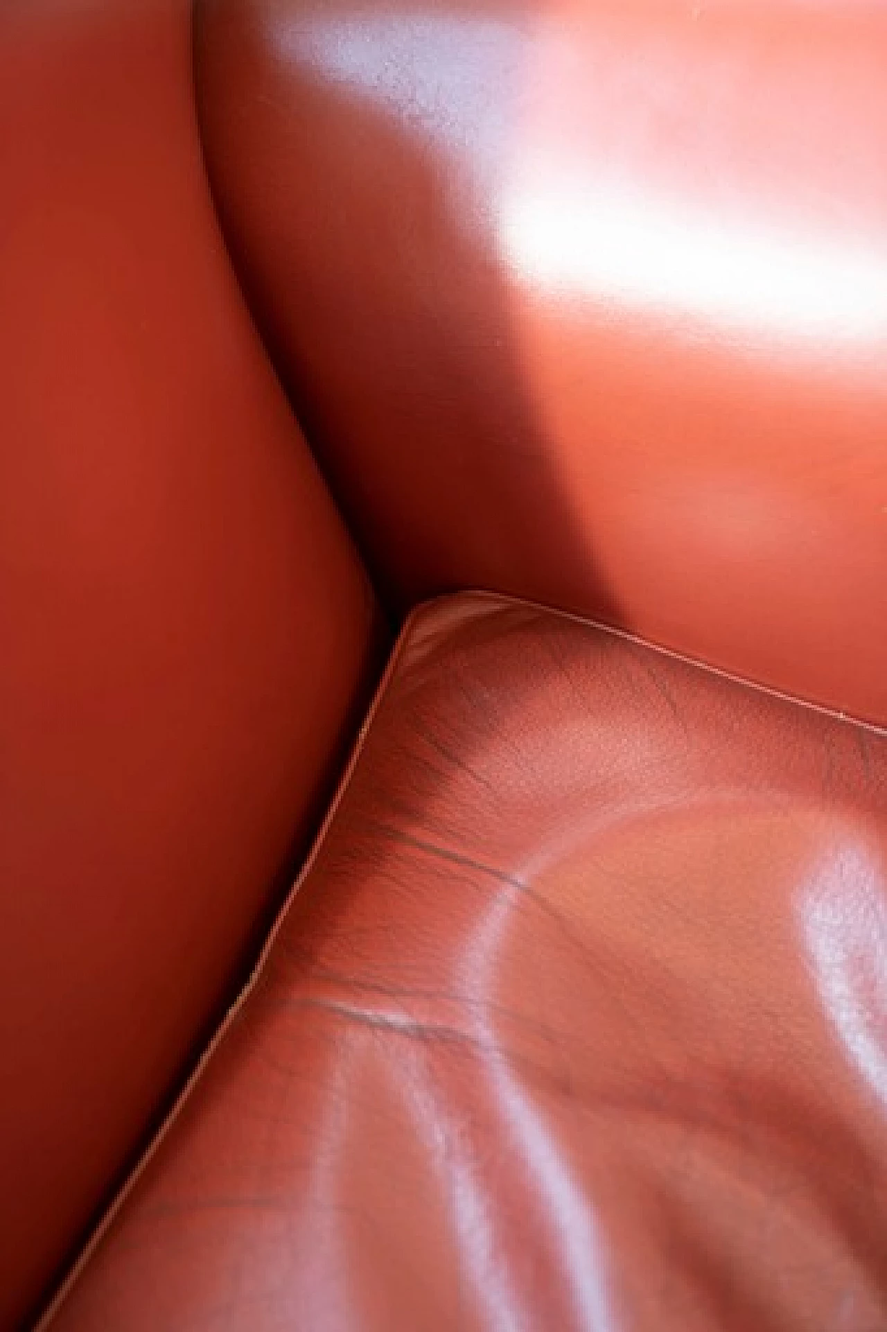 Red leather Vanity Fair armchair by Frau, 1990s 10
