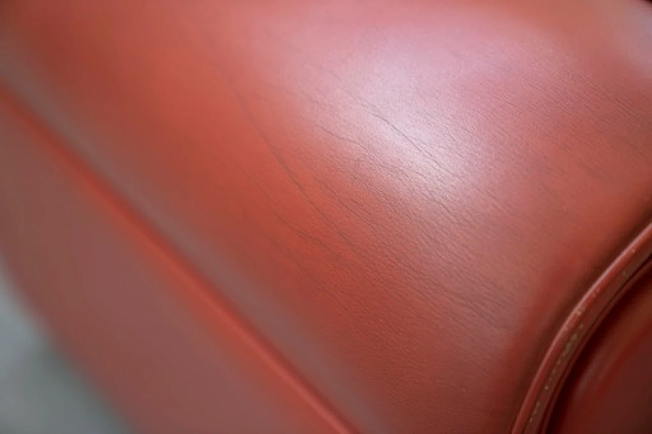 Red leather Vanity Fair armchair by Frau, 1990s 16