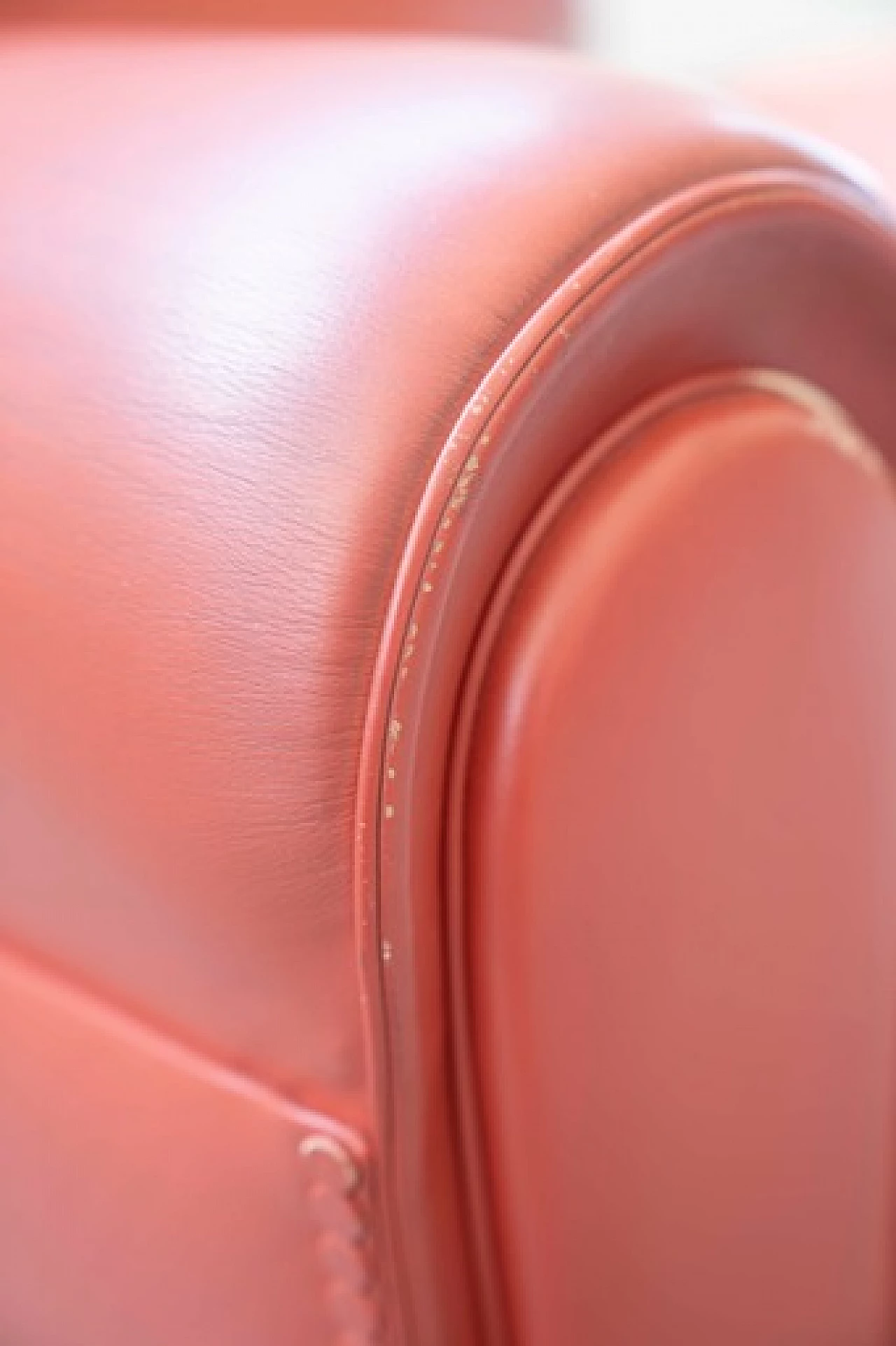 Red leather Vanity Fair armchair by Frau, 1990s 18