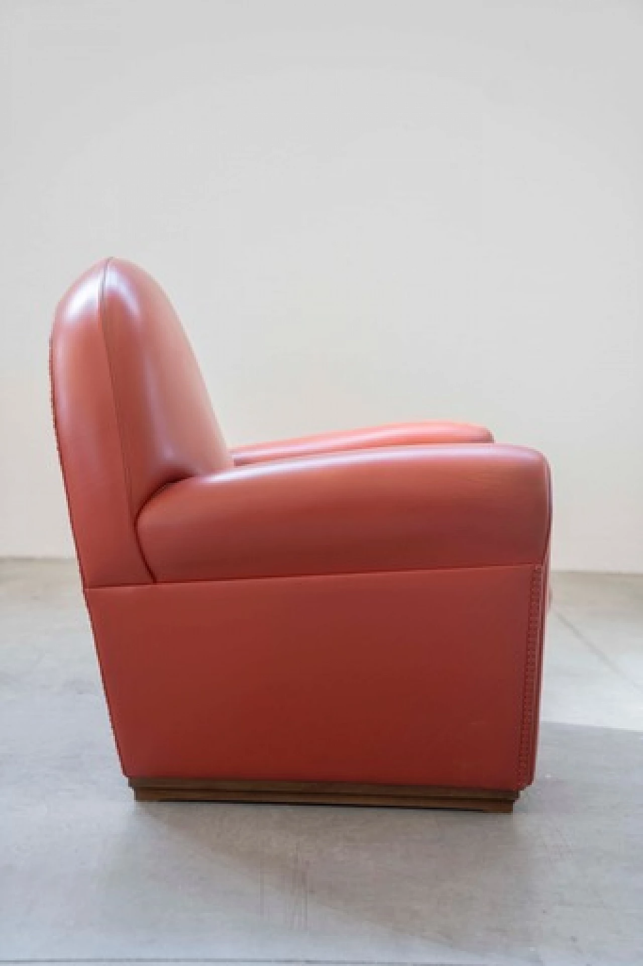 Red leather Vanity Fair armchair by Frau, 1990s 20