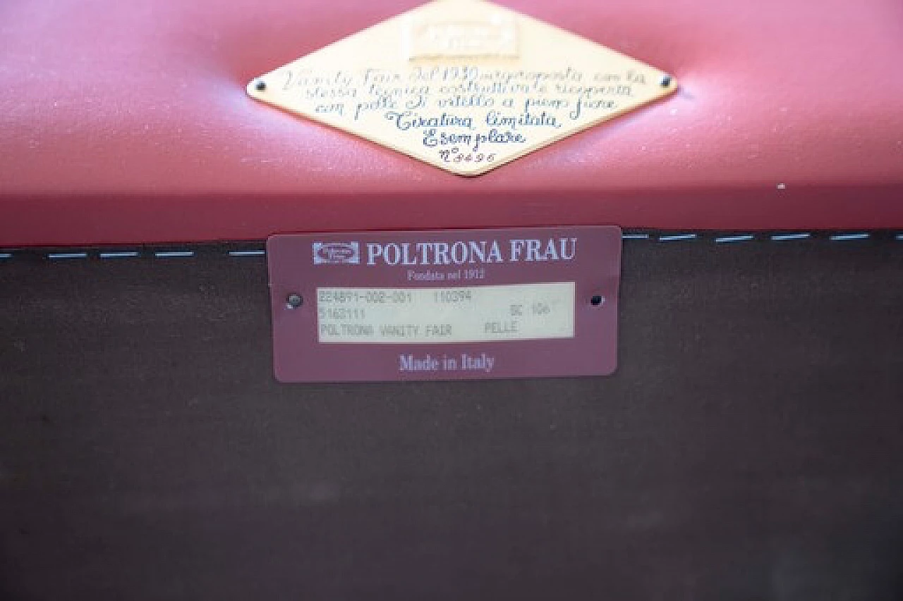 Poltrona Vanity Fair in pelle rossa di Frau, anni '90 22