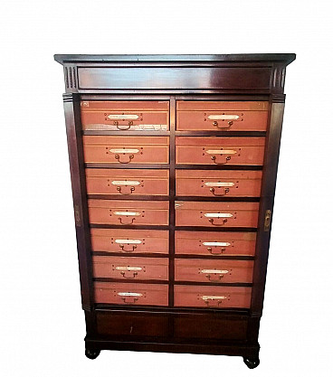 Tuscan solid mahogany filing cabinet, late 19th century