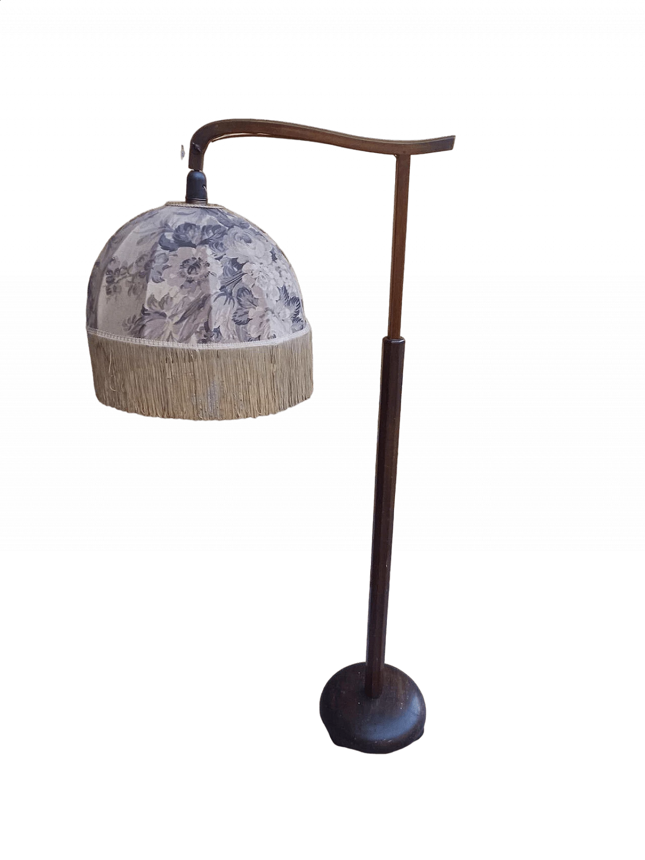 Wood floor lamp with fabric lampshade, early 20th century 7