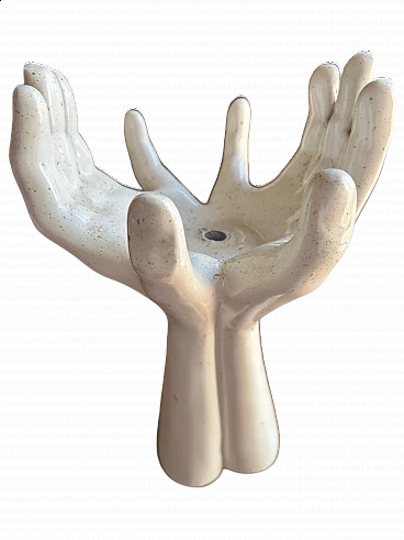 Lampada da tavolo in ceramica a forma di mani, anni '30