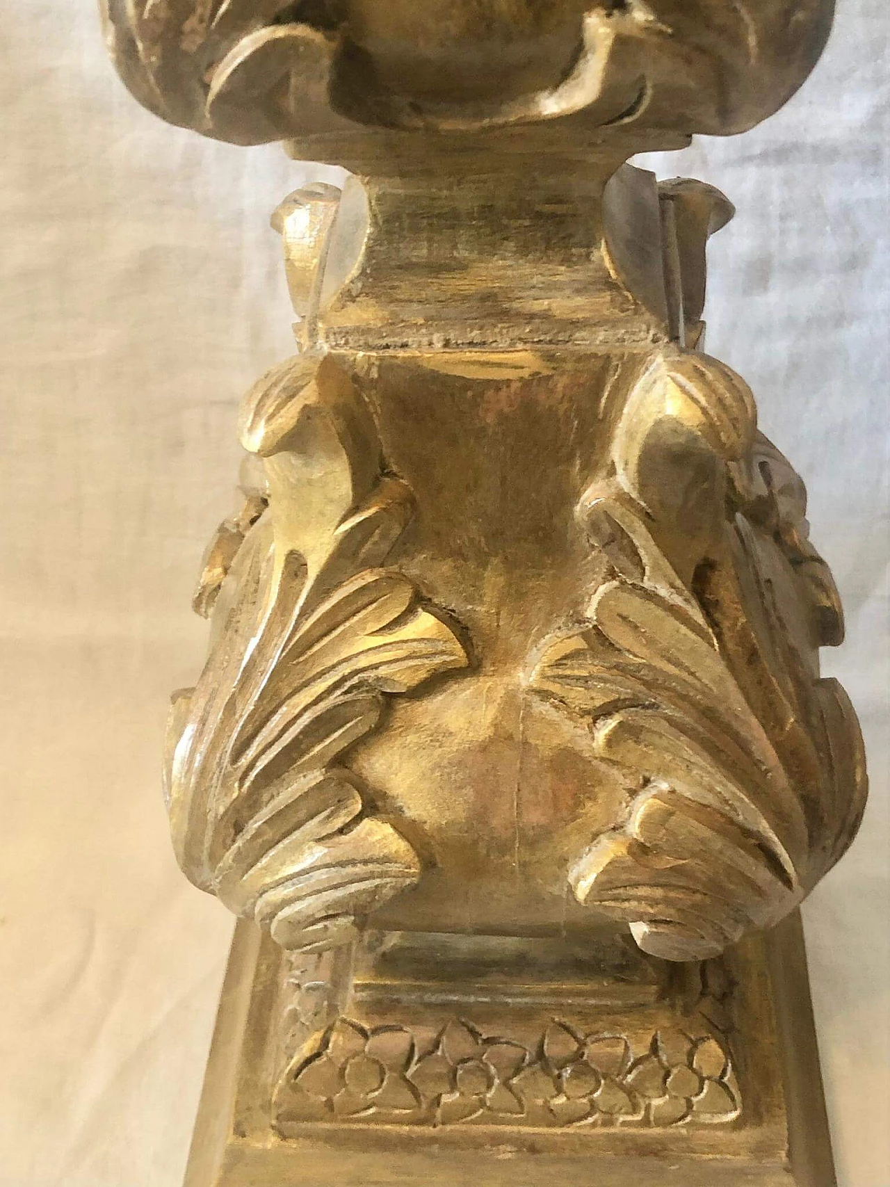 Pair of hand-carved wooden table lamp bases, 1940s 2