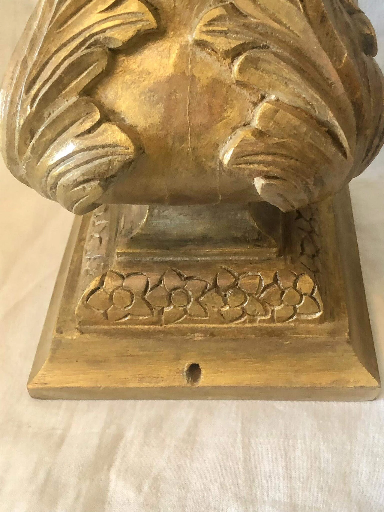 Pair of hand-carved wooden table lamp bases, 1940s 11