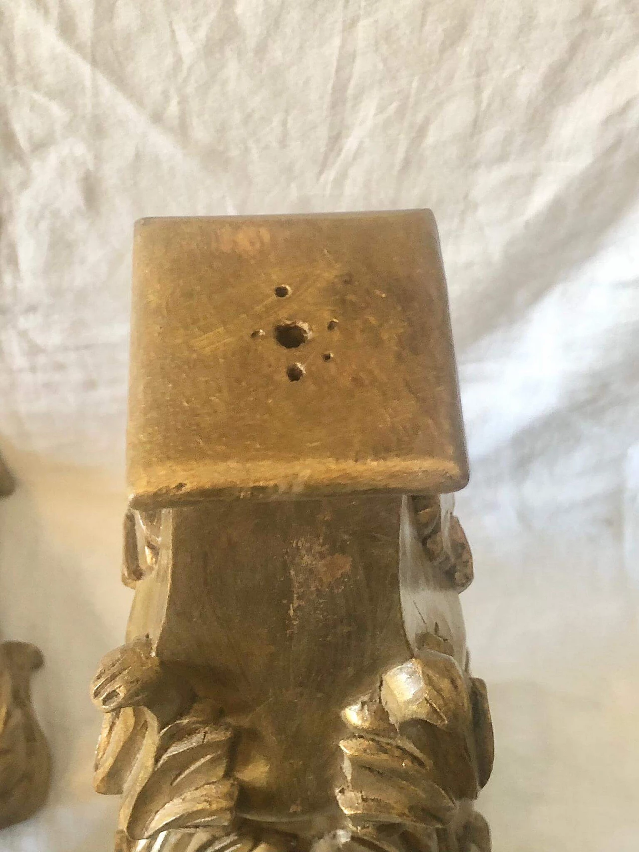 Pair of hand-carved wooden table lamp bases, 1940s 12