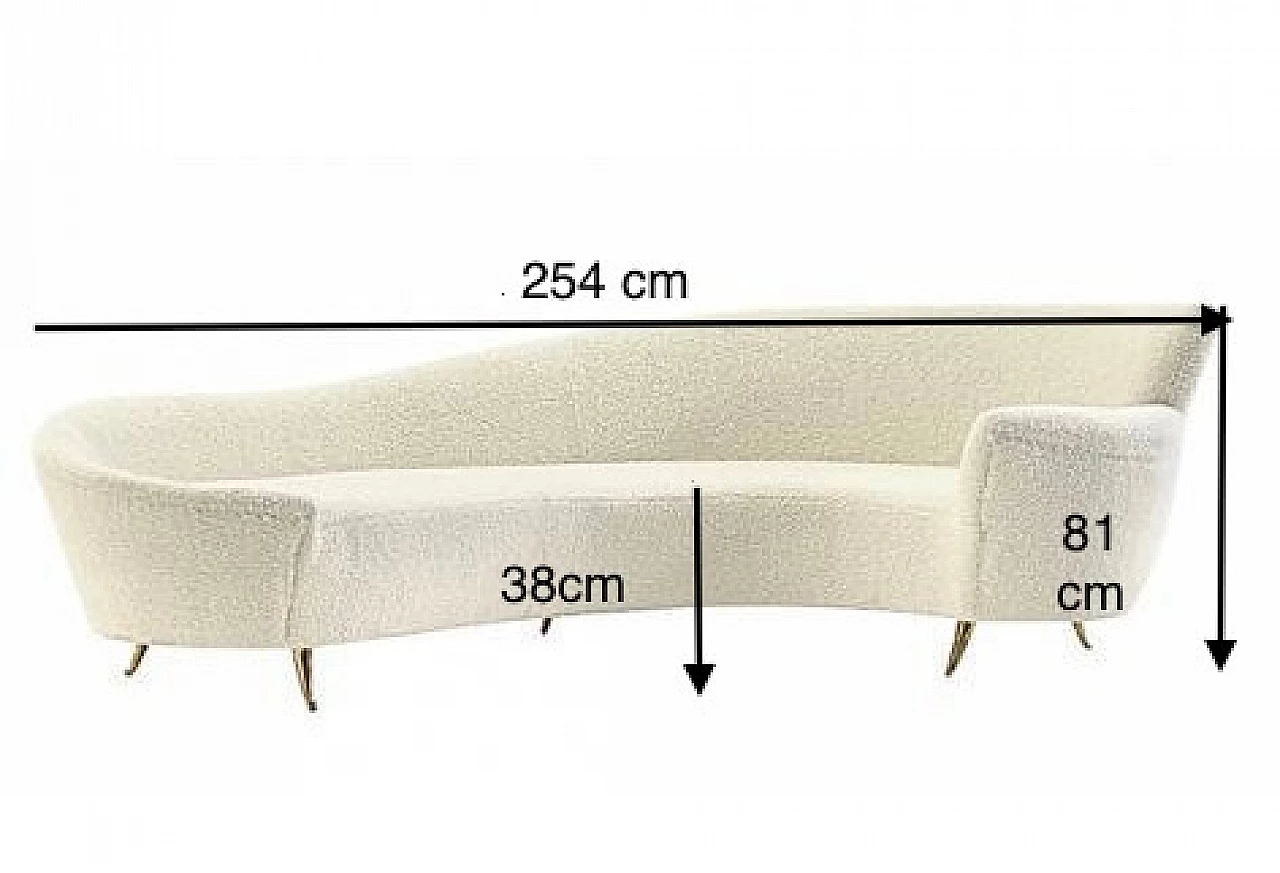 Sofa with brass feet by Federico Munari for Isa Bergamo, 50s 1235659