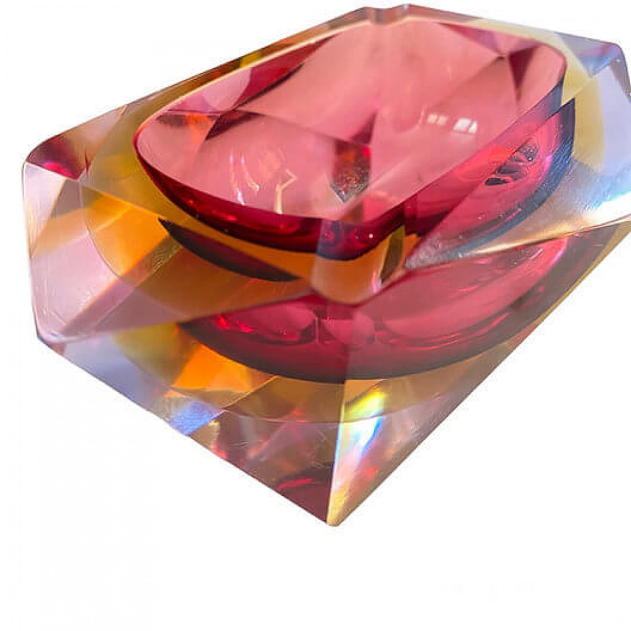 Geometric blown Murano glass ashtray by Flavio Poli, 1970s 2