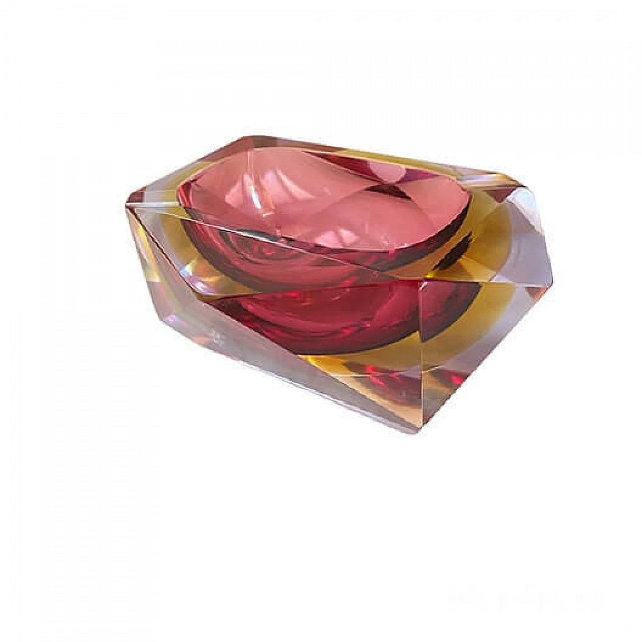 Geometric blown Murano glass ashtray by Flavio Poli, 1970s 4