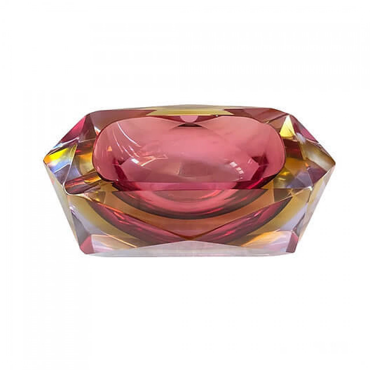 Geometric blown Murano glass ashtray by Flavio Poli, 1970s 7