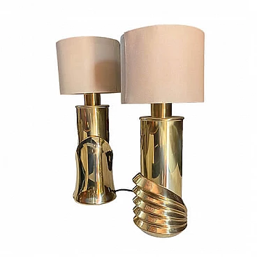 Pair of brass desk lamps by Luciano Frigerio, 1970s