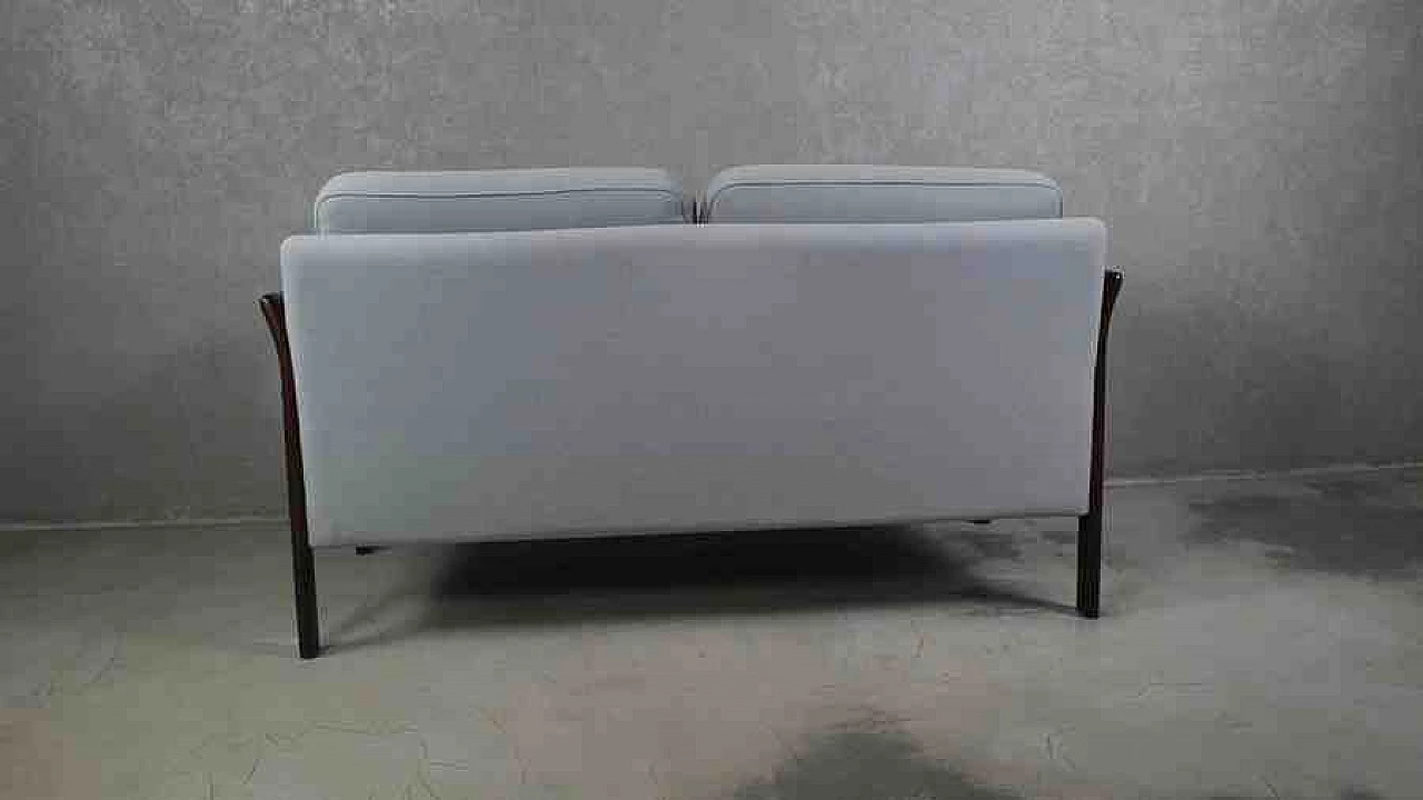 Danish rattan and stained wood sofa, 1970s 4